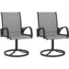 Image de Chaises Pivotantes De Jardin Lot De 2 Textilène Et Acier Gris Vidaxl