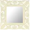 Image de Miroir Sculpté À La Main Blanc 50x50 Cm Bois De Manguier Massif Vidaxl