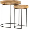Image de Ensemble De Table Basse 2 Pcs Bois De Manguier Massif Et Acier Vidaxl