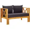 Image de Banc De Jardin 2 Places Et Coussins 122 Cm Bois D'acacia Massif Vidaxl