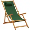 Image de Chaise Pliable De Plage Bois D'eucalyptus Solide Et Tissu Vert Vidaxl