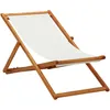 Image de Chaise Pliable De Plage Bois D'eucalyptus Et Tissu Blanc Crème Vidaxl