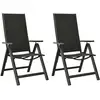 Image de Chaises Pliables De Jardin Lot De 2 Textilène Et Aluminium Noir Vidaxl
