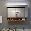 Image de Armoire À Miroir De Salle De Bain Led Chêne 80x15x60 Cm Mdf Vidaxl