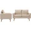 Image de Ensemble De Canapés 2 Pcs Tissu Crème Vidaxl