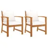Image de vidaXL 2x Bois dAcacia Massif Chaises de Jardin avec Coussin Fauteuils de Patio Chaises de Terrasse Fauteuils de Balcon 311831