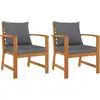 Image de Chaises De Jardin Lot De 2 Avec Coussin Gris Foncé Bois Acacia Vidaxl