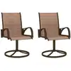 Image de Chaises Pivotantes De Jardin Lot De 2 Textilène Et Acier Marron Vidaxl