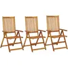 Image de Chaises Inclinables De Jardin Lot De 3 Bois Solide D'acacia Vidaxl