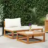 Image de Salon De Jardin 3 Pcs Avec Coussins Crème Bois D'acacia Solide Vidaxl