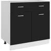 Image de vidaXL Meuble bas 80x46x815 cm Bois reconstitué Noir Rangement salle de bain & cuisine Placard sous évier Fixation 801237