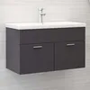 Image de vidaXL Armoire dévier Gris brillant 80x385x46 cm Aggloméré
