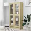 Image de Armoire À Vitrine Chêne Sonoma 82,5x30,5x150 Cm Bois Ingénierie Vidaxl
