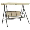 Image de Balancelle de jardin - vidaXL - Anthracite et sable - Acier - 3 personnes - Auvent en polyester