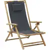 Image de Chaise De Relaxation Inclinable Gris Foncé Bambou Et Tissu Vidaxl