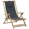 Image de Chaise de relaxation - vidaXL - Inclinable - Gris foncé - Bambou - Pliable