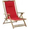 Image de Chaise De Relaxation Inclinable Rouge Bambou Et Tissu Vidaxl