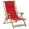 Image de Chaise de relaxation - vidaXL - Inclinable - Rouge - Pliable - Bambou