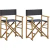 Image de Chaises Pliables De Directeur Lot De 2 Gris Foncé Bambou Tissu Vidaxl