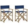 Image de Chaises Pliables De Directeur Lot De 2 Bleu Bambou Et Tissu Vidaxl