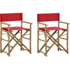 Image de Chaises Pliables De Directeur Lot De 2 Rouge Bambou Et Tissu Vidaxl