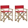 Image de vidaXL Chaises pliables de directeur 2 pcs Rouge Bambou et tissu