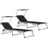 Image de Chaises Longues Pliables Et Toit Lot De 2 Aluminium Textilène Vidaxl
