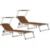 Image de Chaises Longues Pliables Et Toit Lot De 2 Aluminium Textilène Vidaxl