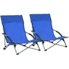 Image de Chaises De Plage Pliables Lot De 2 Bleu Tissu Vidaxl