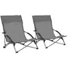 Image de Chaises De Plage Pliables Lot De 2 Gris Tissu Vidaxl