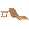Image de Chaise Longue Pliable Avec Table Bois De Teck Solide Vidaxl