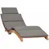 Image de Chaise Longue Pliable Avec Coussin Gris Foncé Bois De Teck Vidaxl