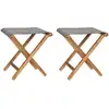 Image de Chaises Pliables Lot De 2 Bois Teck Solide Et Tissu Gris Foncé Vidaxl