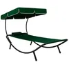 Image de Chaise Longue De Jardin Avec Auvent Et Oreiller Vert Vidaxl