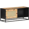 Image de Meuble Tv 90x30x40 Cm Bois De Manguier Brut Et Canne Naturelle Vidaxl