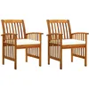 Image de Chaises À Manger De Jardin Lot De 2 Et Coussins Acacia Massif Vidaxl