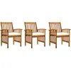 Image de Chaises À Manger De Jardin Lot De 3 Et Coussins Bois D'acacia Vidaxl