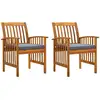 Image de Chaises À Manger De Jardin Lot De 2 Et Coussins Acacia Massif Vidaxl