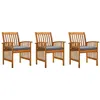 Image de Chaises À Manger De Jardin Lot De 3 Et Coussins Bois D'acacia Vidaxl