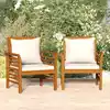 Image de Chaises De Canapé Et Coussins Blanc Crème Lot De 2 Bois Acacia Vidaxl