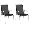 Image de Chaises Empilables De Jardin Lot De 2 Acier Et Textilène Noir Vidaxl