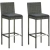 Image de Tabourets De Bar De Jardin Et Coussins Lot De 2 Résine Tressée Vidaxl