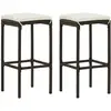 Image de Tabourets De Bar Avec Coussins Lot De 2 Marron Résine Tressée Vidaxl