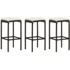 Image de Tabourets De Bar Avec Coussins Lot De 3 Marron Résine Tressée Vidaxl