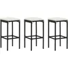 Image de Tabourets De Bar Avec Coussins Lot De 3 Noir Résine Tressée Vidaxl