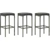 Image de Tabourets De Bar Avec Coussins Lot De 3 Gris Résine Tressée Vidaxl