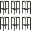 Image de Tabourets De Bar Avec Coussins Lot De 6 Marron Résine Tressée Vidaxl