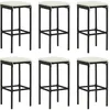 Image de Tabourets De Bar Avec Coussins Lot De 6 Noir Résine Tressée Vidaxl