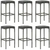Image de Tabourets De Bar Avec Coussins Lot De 6 Gris Résine Tressée Vidaxl