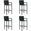 Image de Tabourets De Bar Lot De 4 Noir Résine Tressée Vidaxl